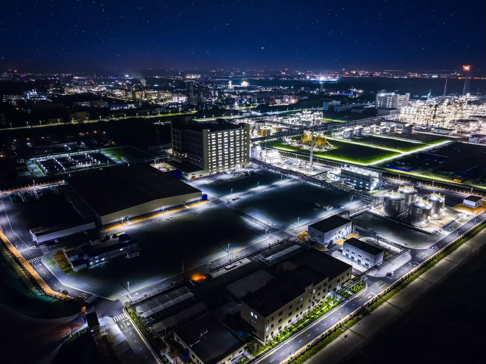 Manufacturing base at night